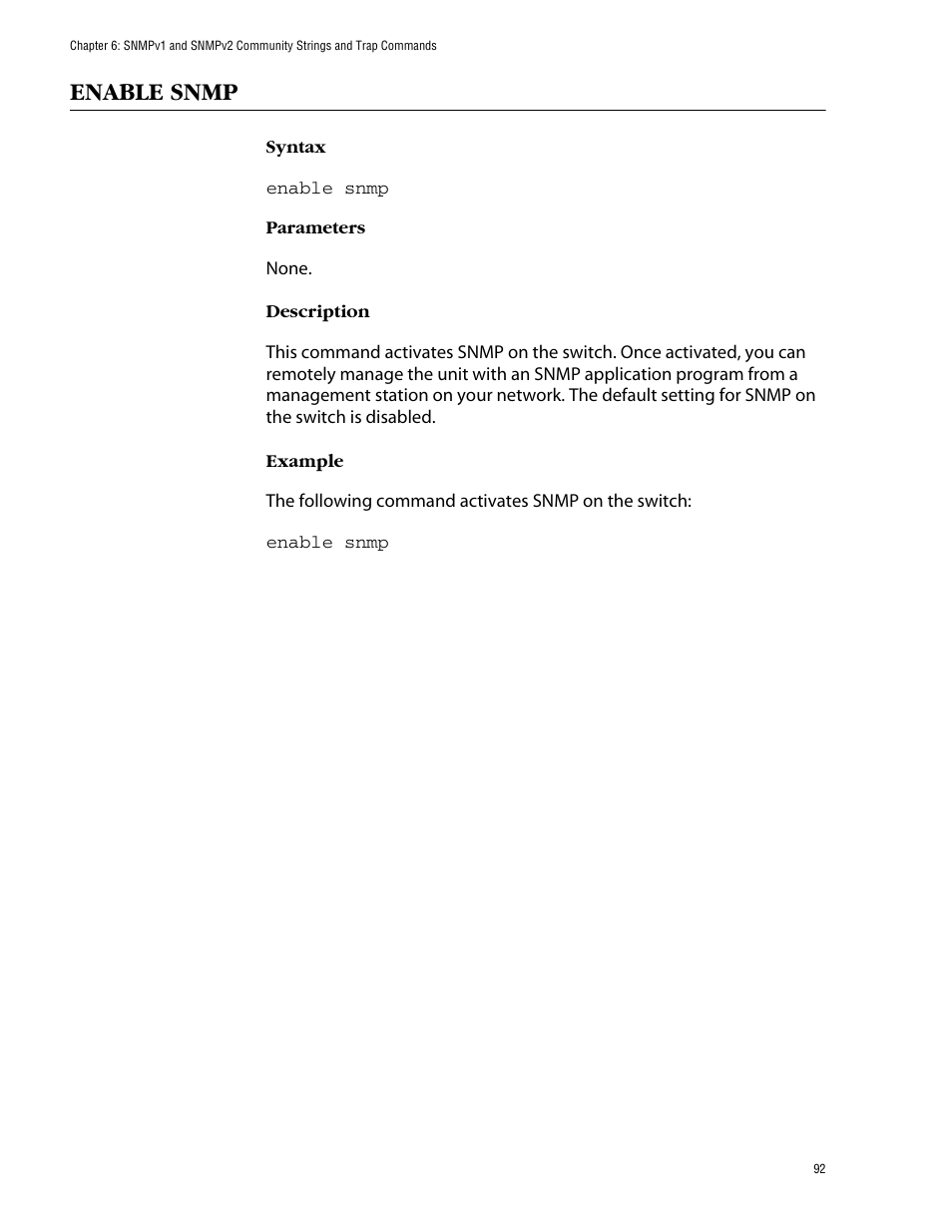 Enable snmp | Allied Telesis AT-S62 User Manual | Page 92 / 573