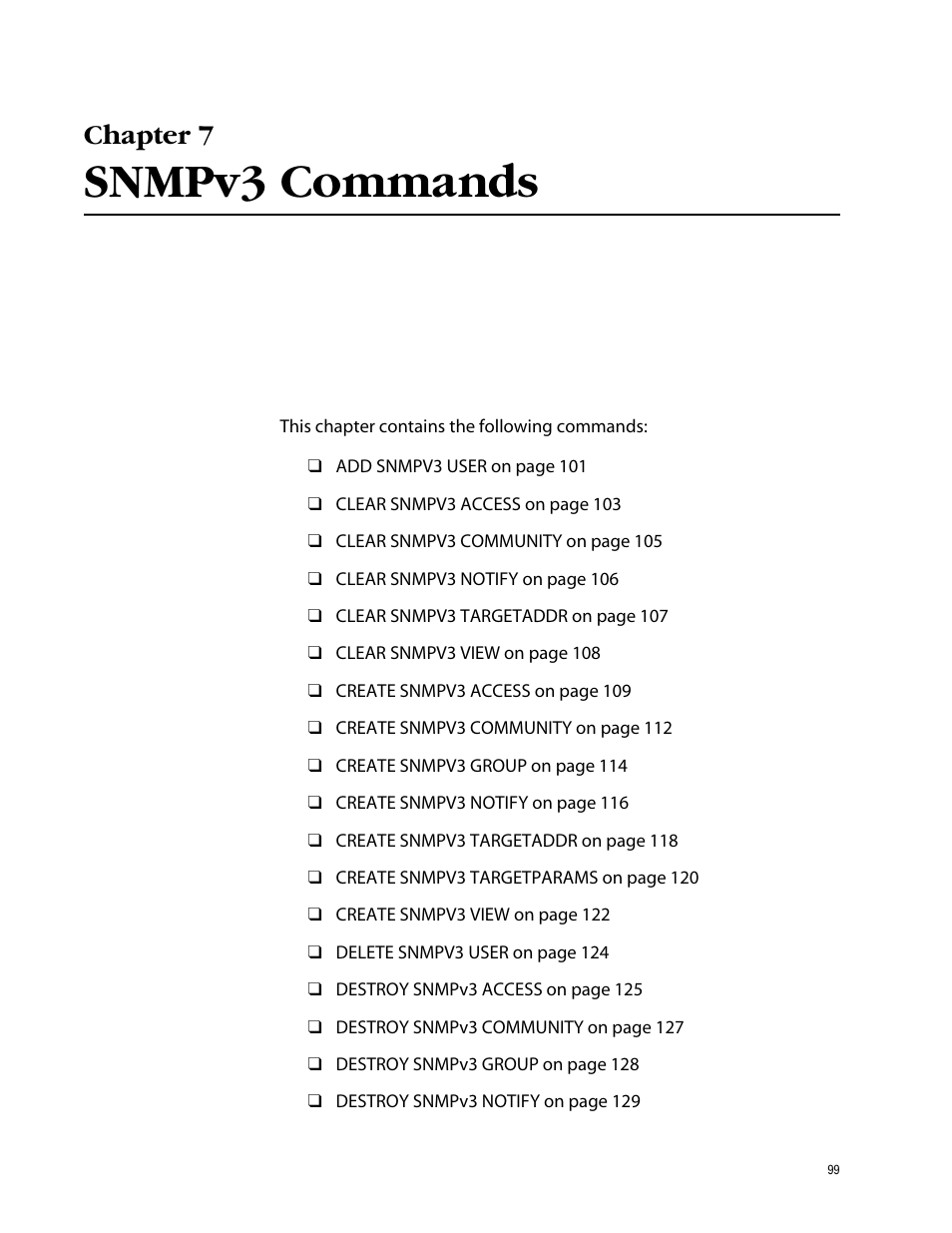 Chapter 7, Snmpv3 commands | Allied Telesis AT-S62 User Manual | Page 99 / 573