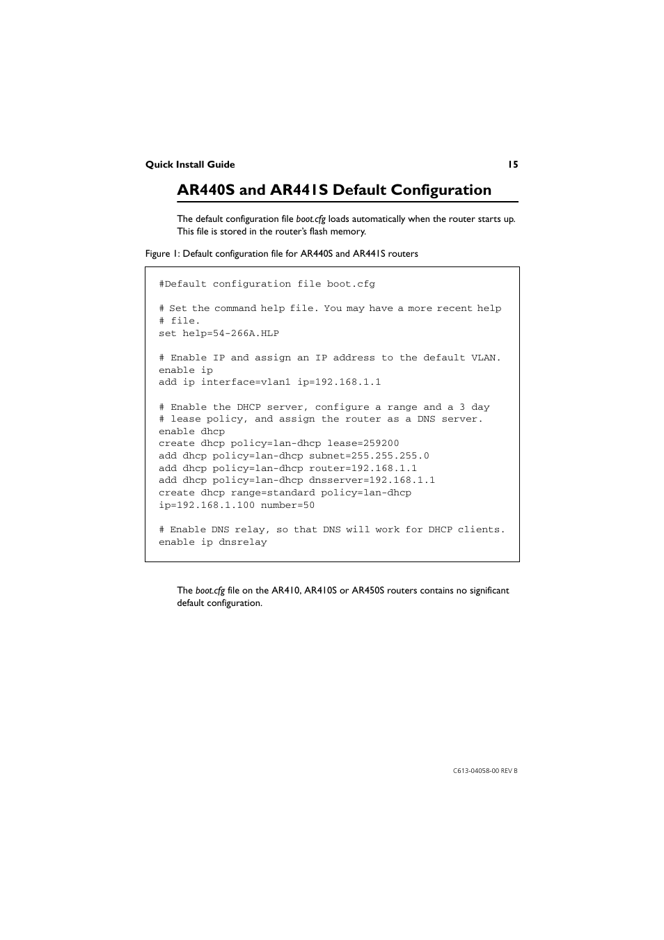 Ar440s and ar441s default configuration, Ar440s and | Allied Telesis AR400 Series Router User Manual | Page 15 / 40
