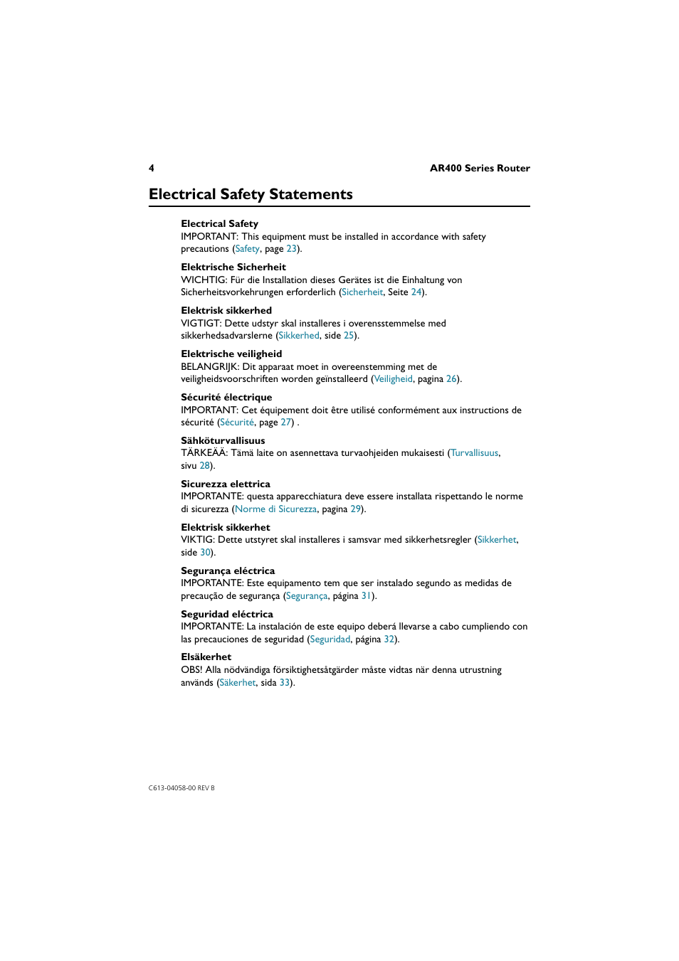 Electrical safety statements | Allied Telesis AR400 Series Router User Manual | Page 4 / 40