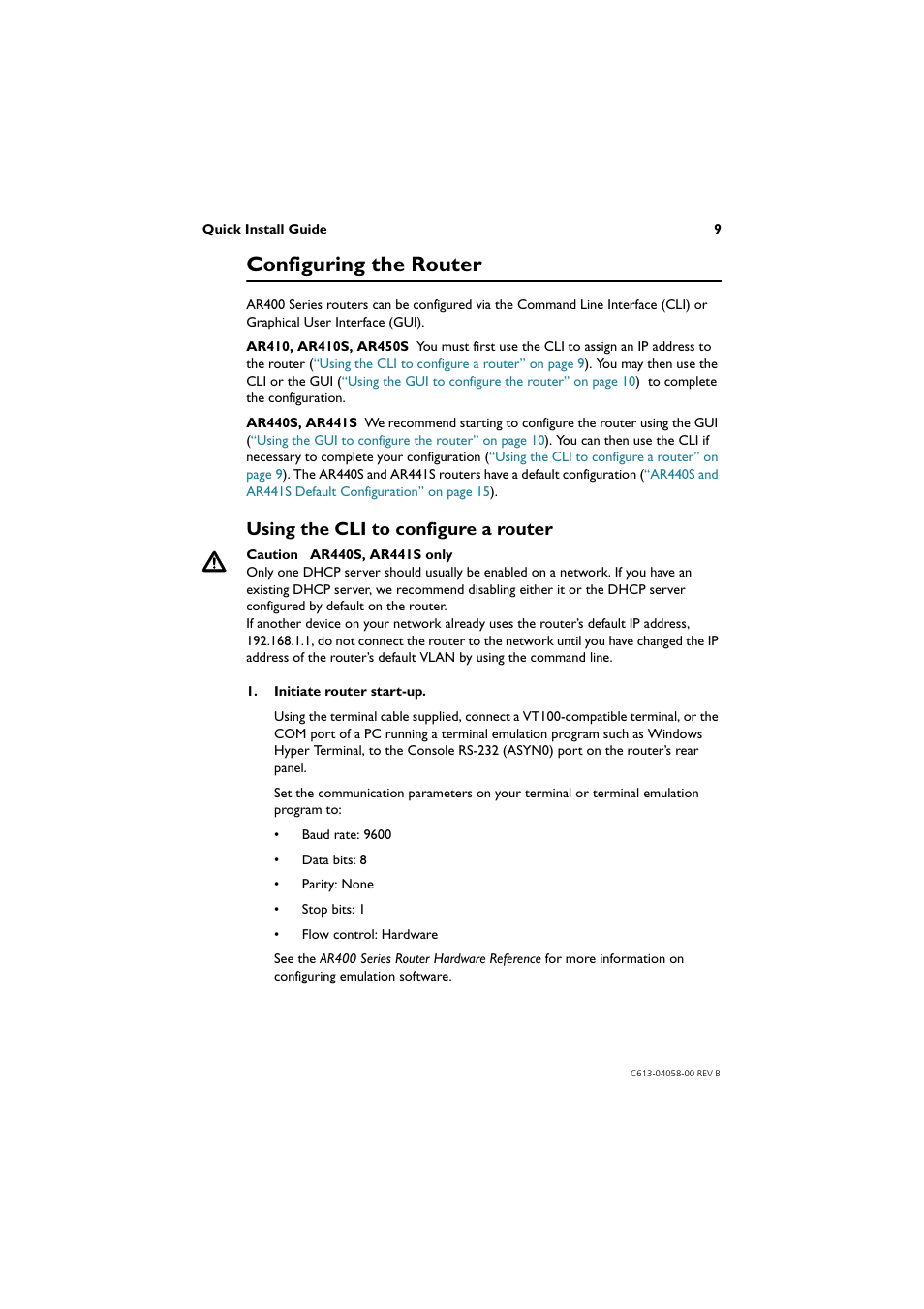 Configuring the router, Using the cli to configure a router | Allied Telesis AR400 Series Router User Manual | Page 9 / 40