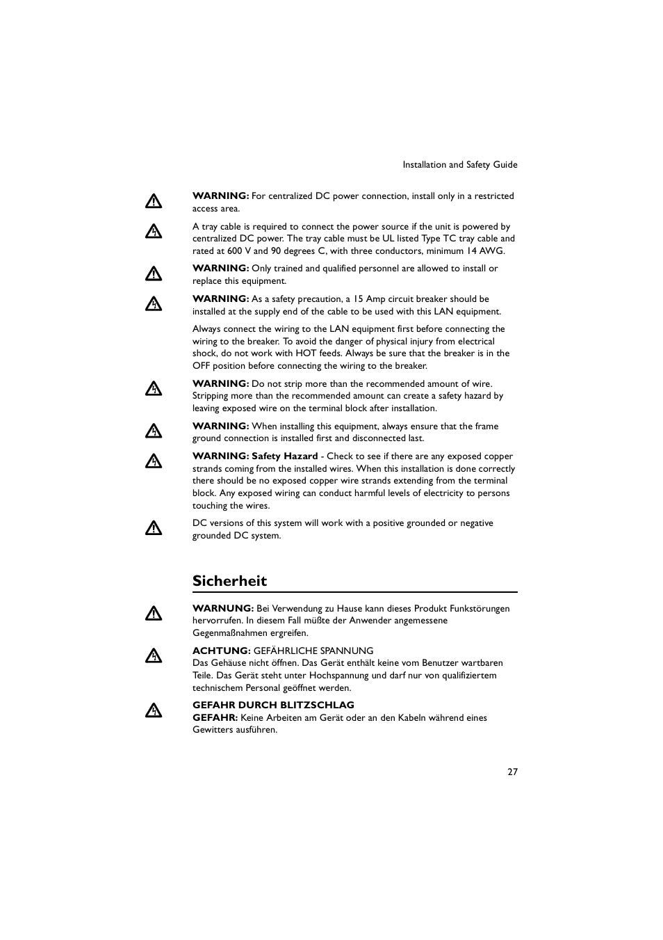 Sicherheit | Allied Telesis AR700 Series Router User Manual | Page 27 / 52