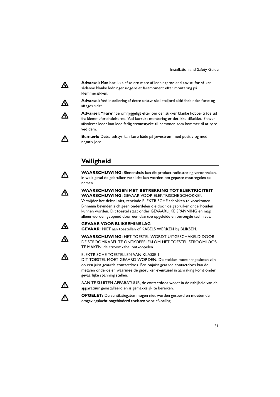 Veiligheid | Allied Telesis AR700 Series Router User Manual | Page 31 / 52