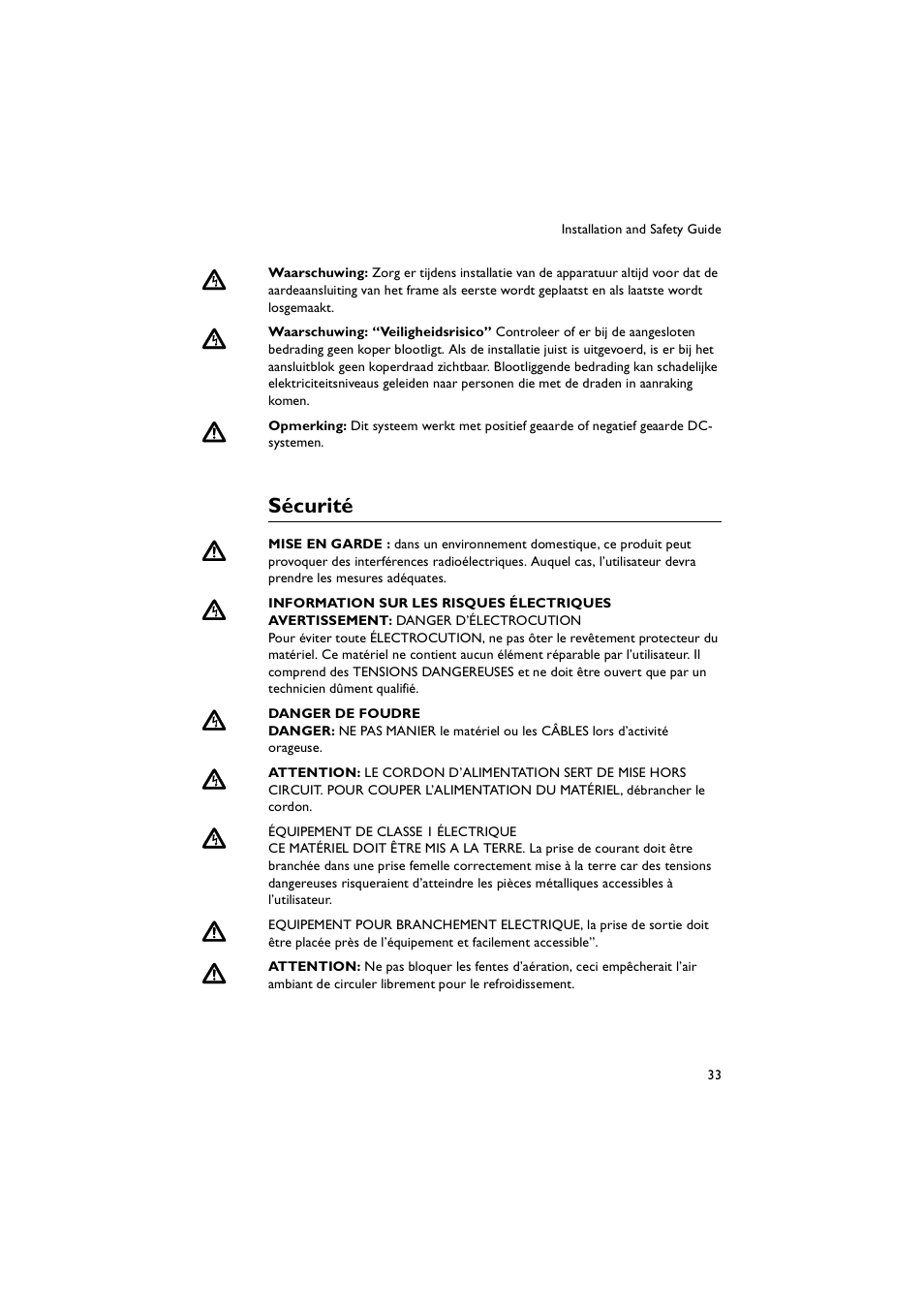 Sécurité | Allied Telesis AR700 Series Router User Manual | Page 33 / 52