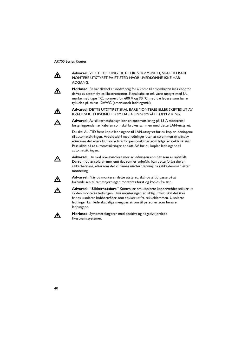 Allied Telesis AR700 Series Router User Manual | Page 40 / 52