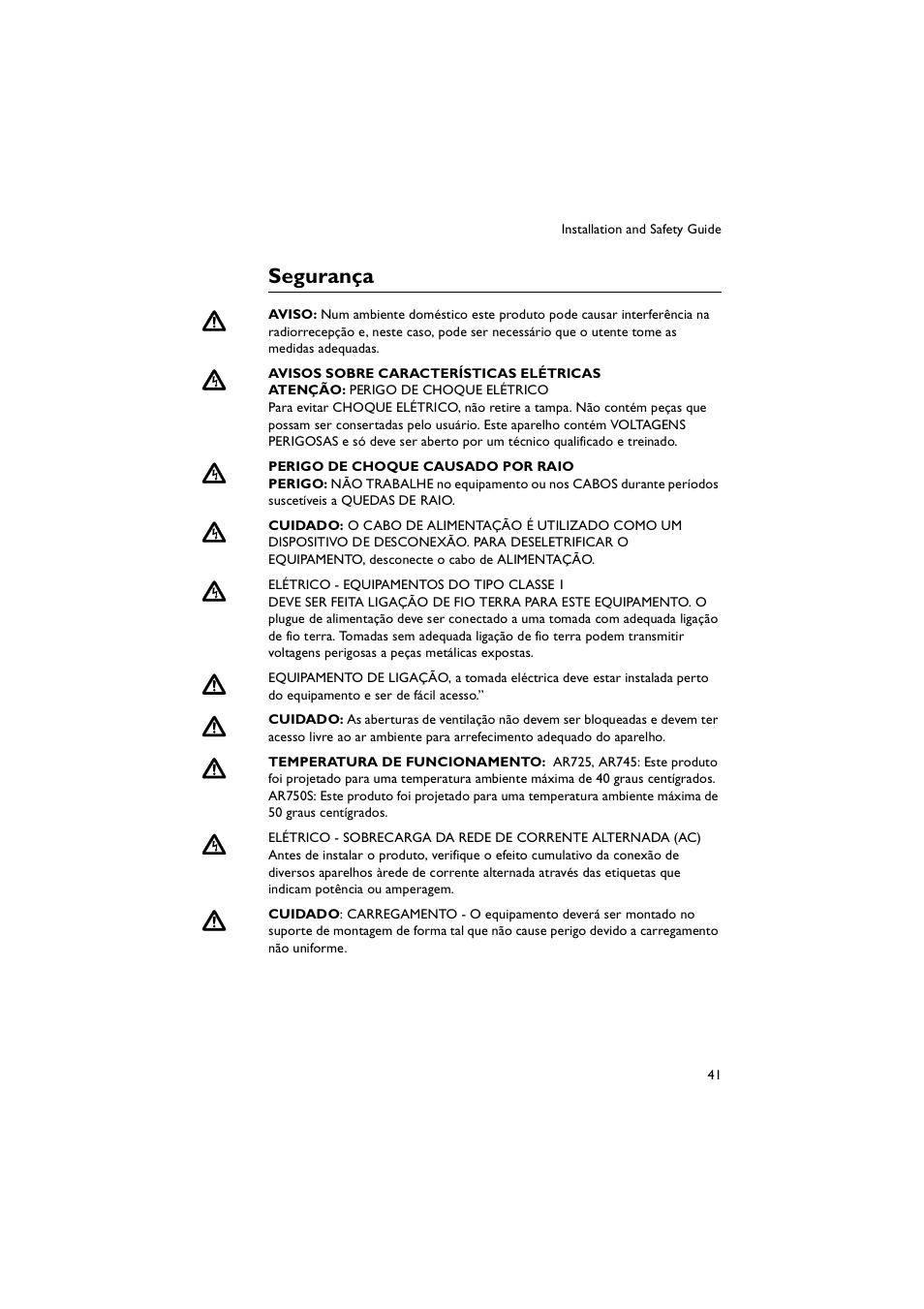 Segurança | Allied Telesis AR700 Series Router User Manual | Page 41 / 52