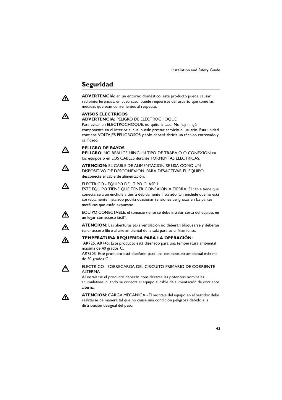 Seguridad | Allied Telesis AR700 Series Router User Manual | Page 43 / 52