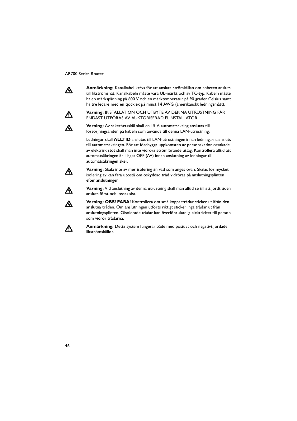 Allied Telesis AR700 Series Router User Manual | Page 46 / 52
