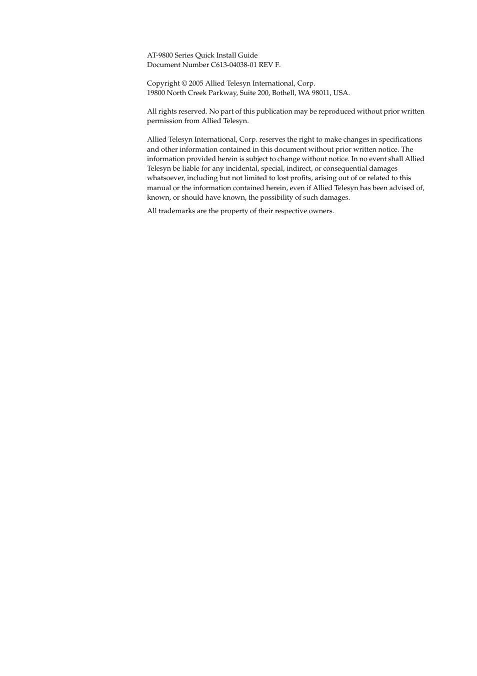Allied Telesis AT-9800 Series Switch User Manual | Page 2 / 12