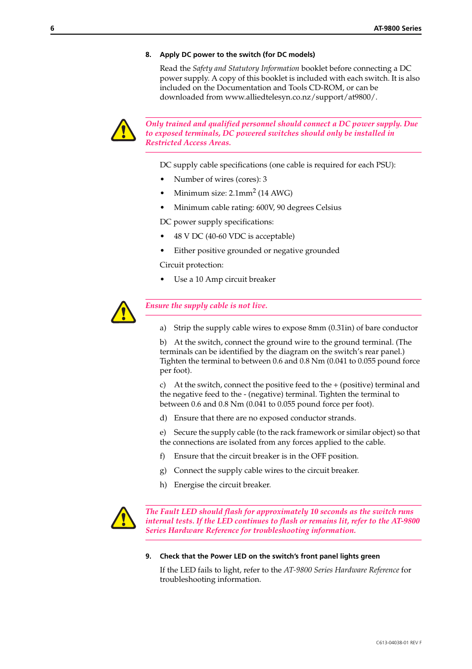 Allied Telesis AT-9800 Series Switch User Manual | Page 6 / 12