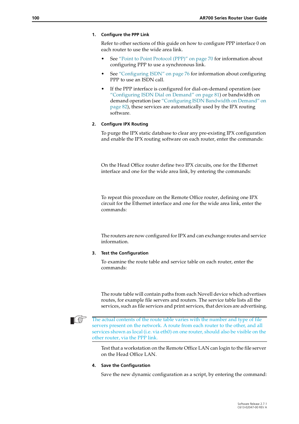 Allied Telesis AR700 SERIES Software Release 2.7.1 User Manual | Page 100 / 118