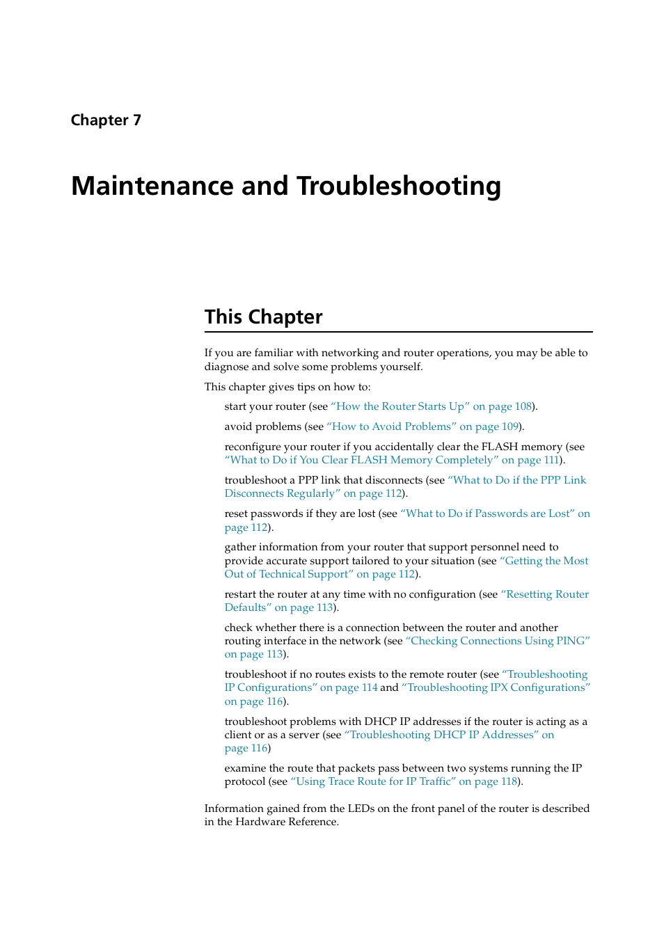 Maintenance and troubleshooting, This chapter, Chapter 7 | Chapter 7, maintenance and troubleshooting | Allied Telesis AR700 SERIES Software Release 2.7.1 User Manual | Page 107 / 118
