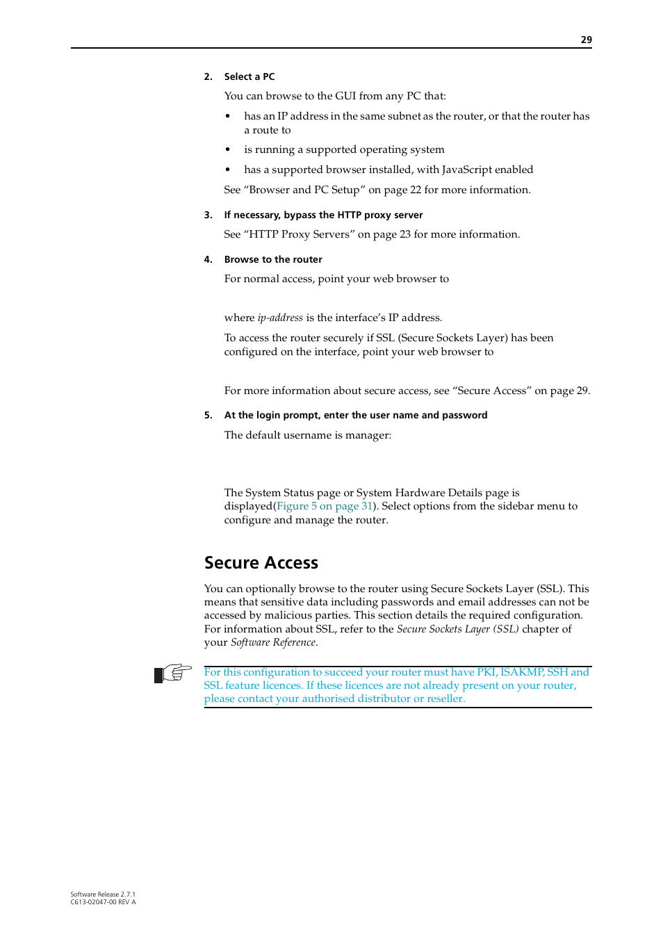 Secure access | Allied Telesis AR700 SERIES Software Release 2.7.1 User Manual | Page 29 / 118