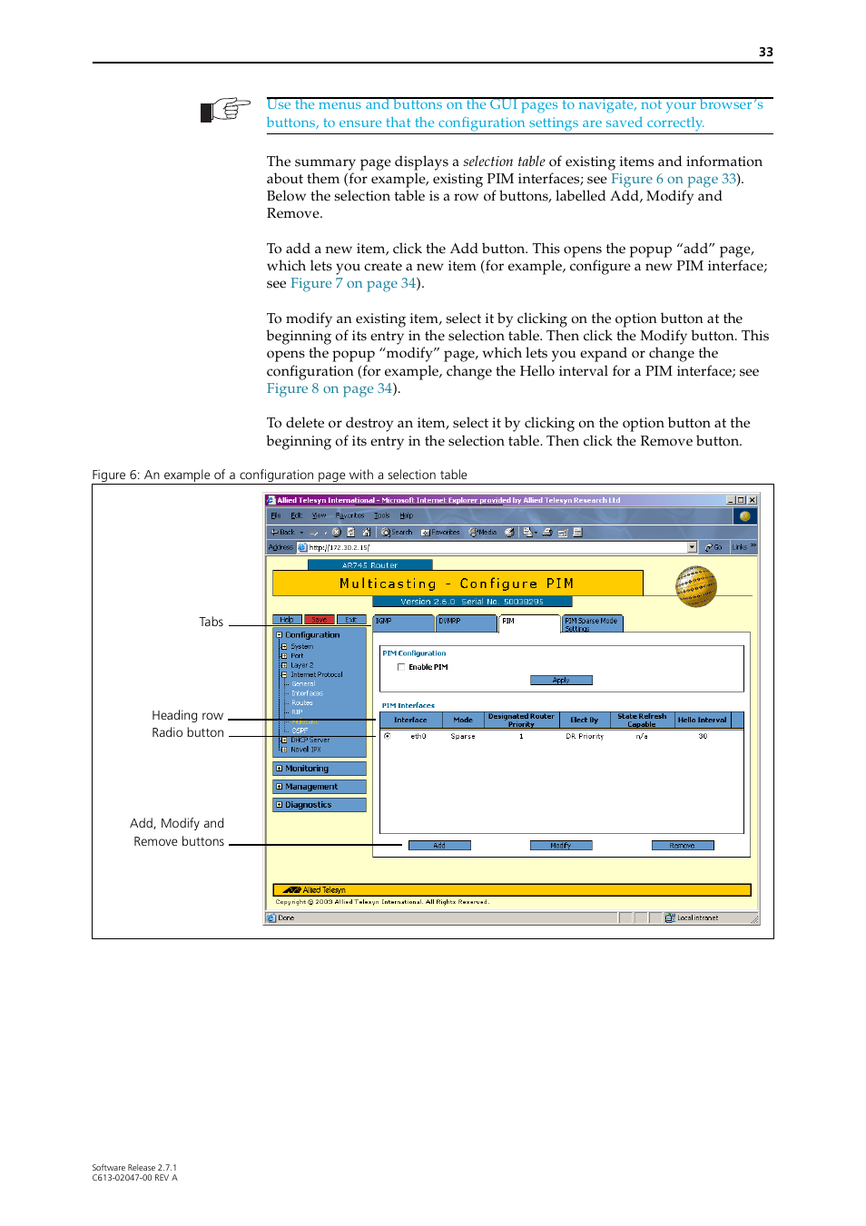 Allied Telesis AR700 SERIES Software Release 2.7.1 User Manual | Page 33 / 118