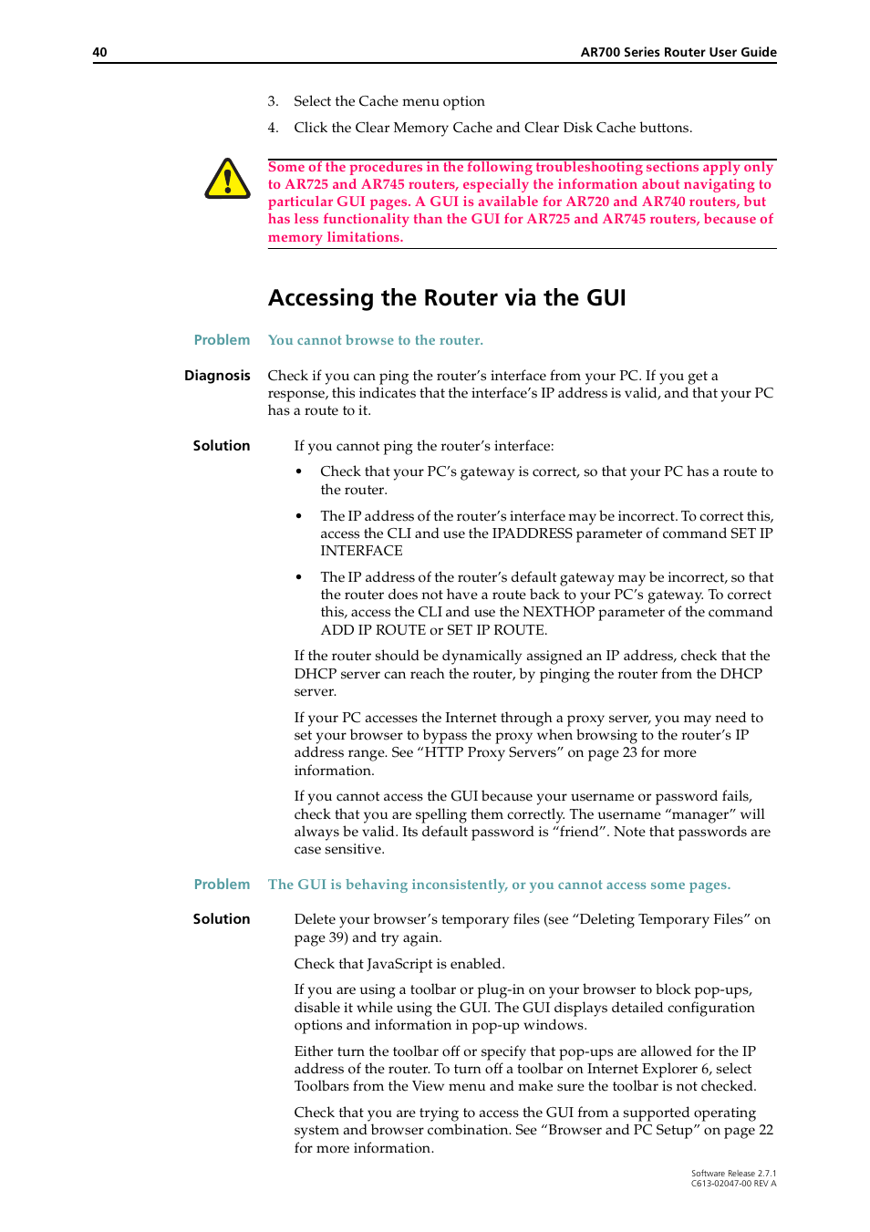 Accessing the router via the gui | Allied Telesis AR700 SERIES Software Release 2.7.1 User Manual | Page 40 / 118