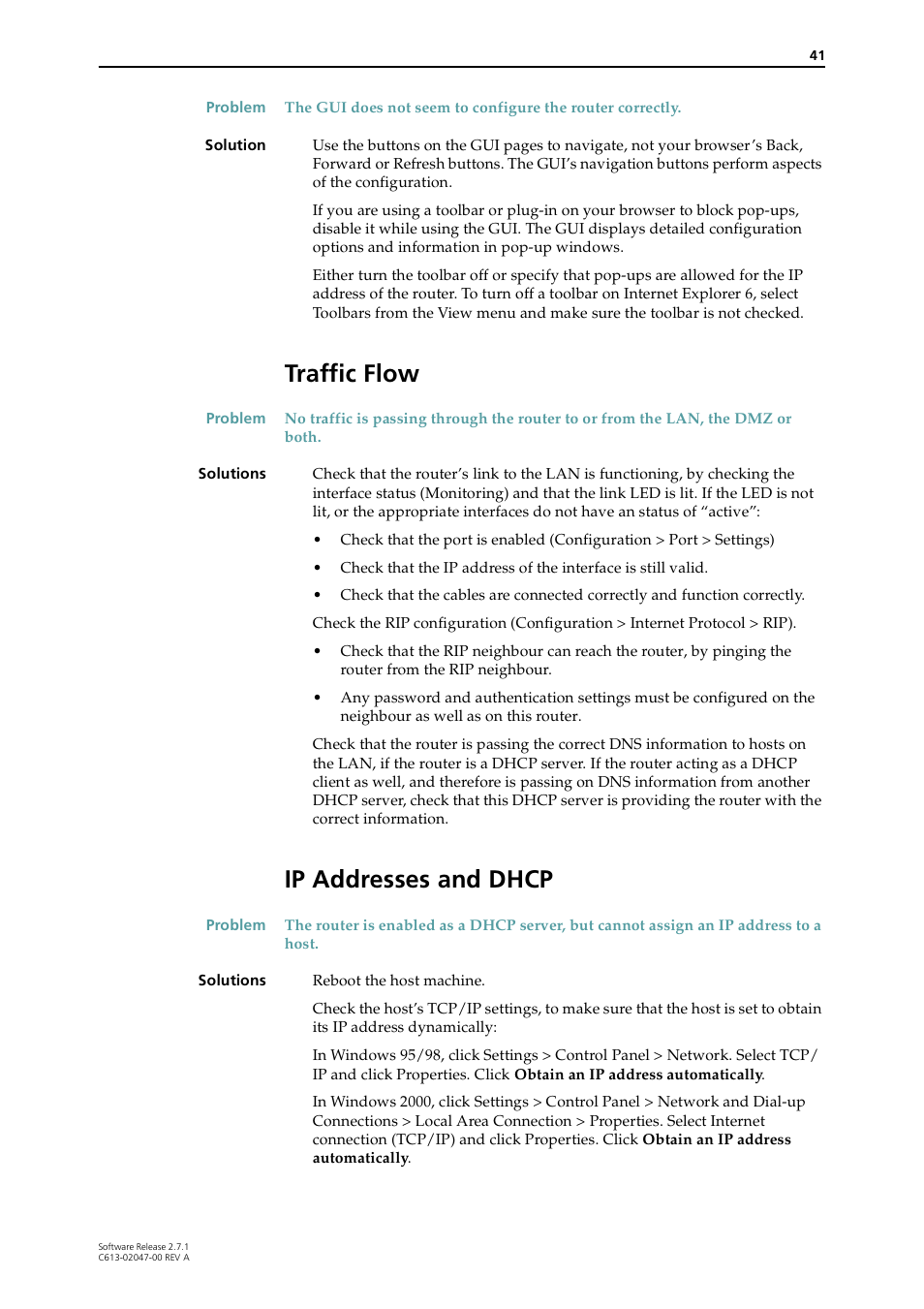 Traffic flow, Ip addresses and dhcp, Traffic flow ip addresses and dhcp | Allied Telesis AR700 SERIES Software Release 2.7.1 User Manual | Page 41 / 118