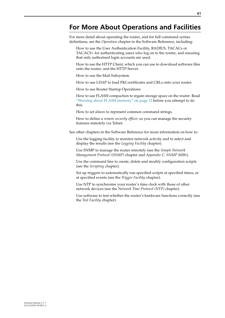 For more about operations and facilities | Allied Telesis AR700 SERIES Software Release 2.7.1 User Manual | Page 61 / 118