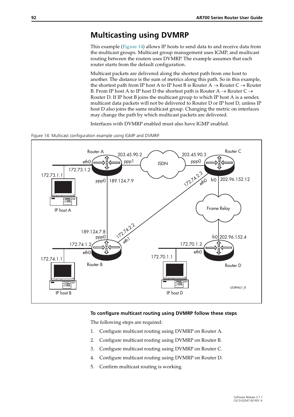 Multicasting using dvmrp | Allied Telesis AR700 SERIES Software Release 2.7.1 User Manual | Page 92 / 118