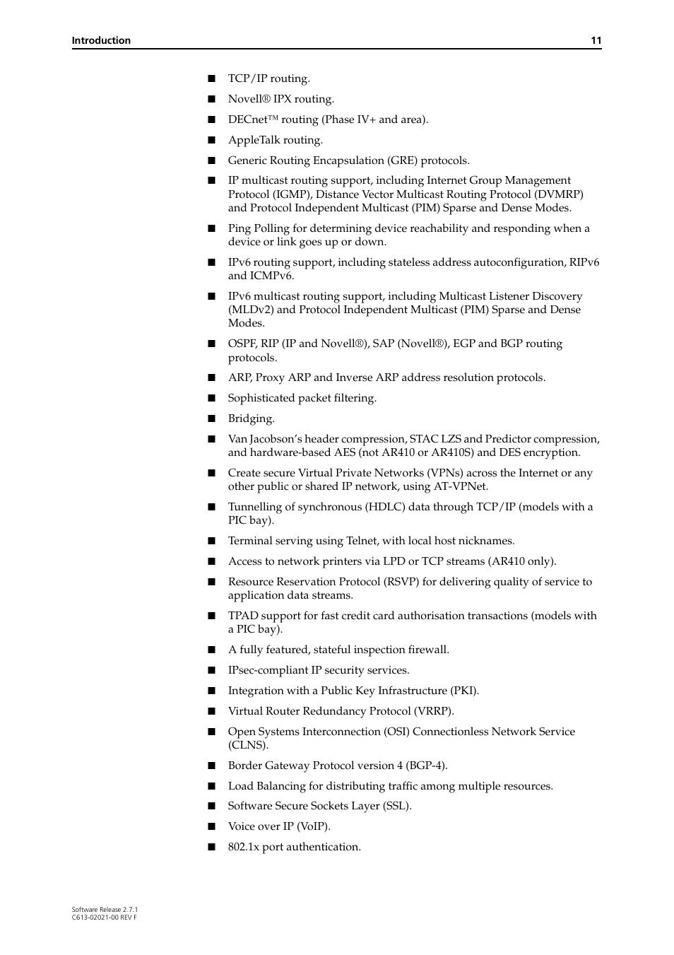 Allied Telesis AR400 SERIES Software Release 2.7.1 User Manual | Page 11 / 134