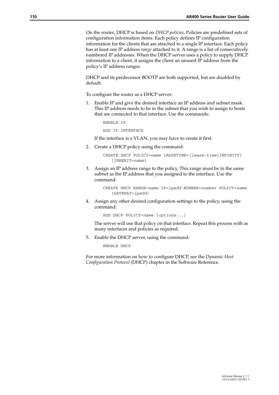 Allied Telesis AR400 SERIES Software Release 2.7.1 User Manual | Page 110 / 134