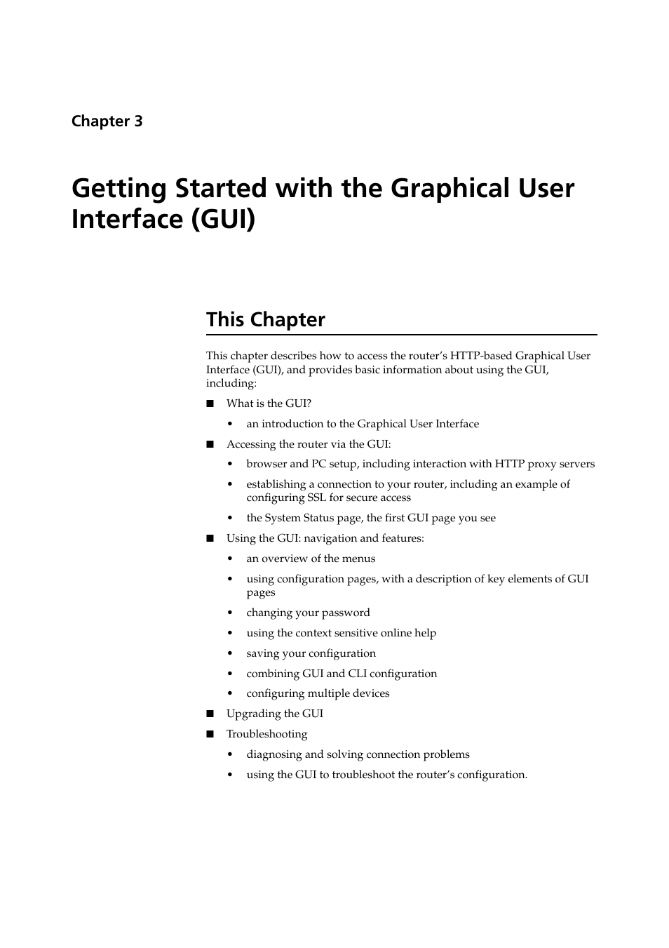 This chapter, Chapter 3 | Allied Telesis AR400 SERIES Software Release 2.7.1 User Manual | Page 23 / 134