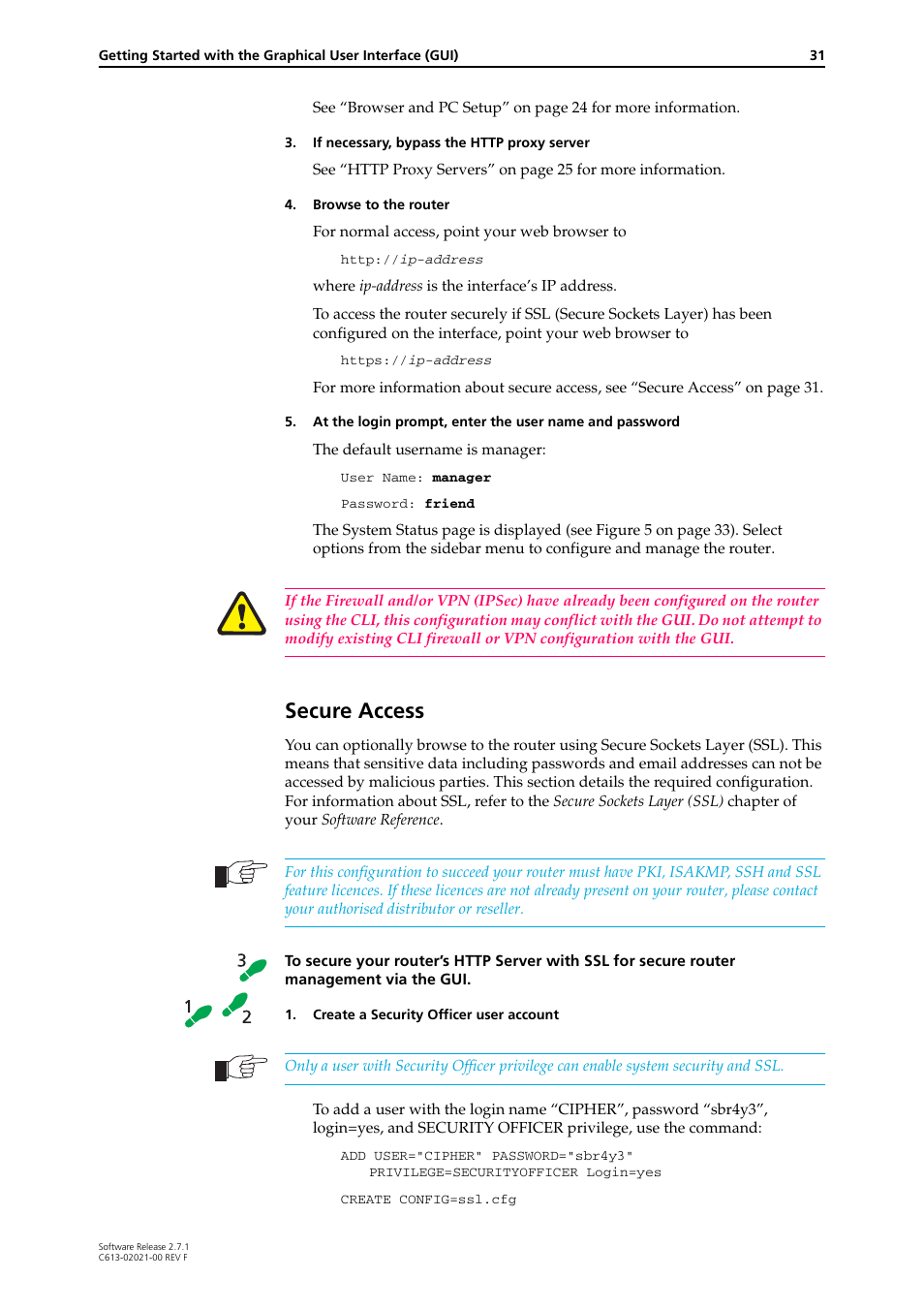 Secure access | Allied Telesis AR400 SERIES Software Release 2.7.1 User Manual | Page 31 / 134
