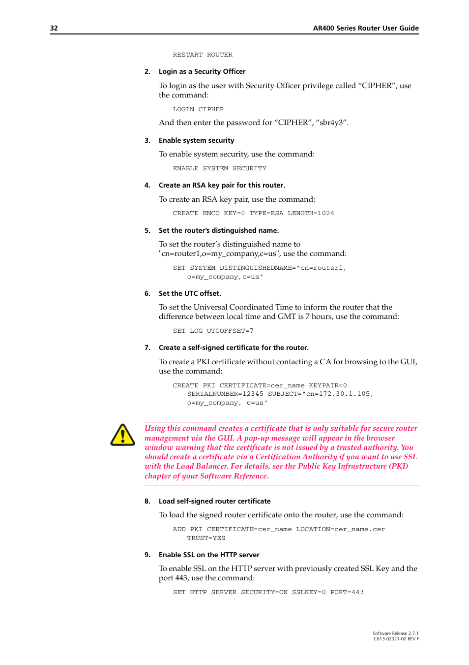 Allied Telesis AR400 SERIES Software Release 2.7.1 User Manual | Page 32 / 134