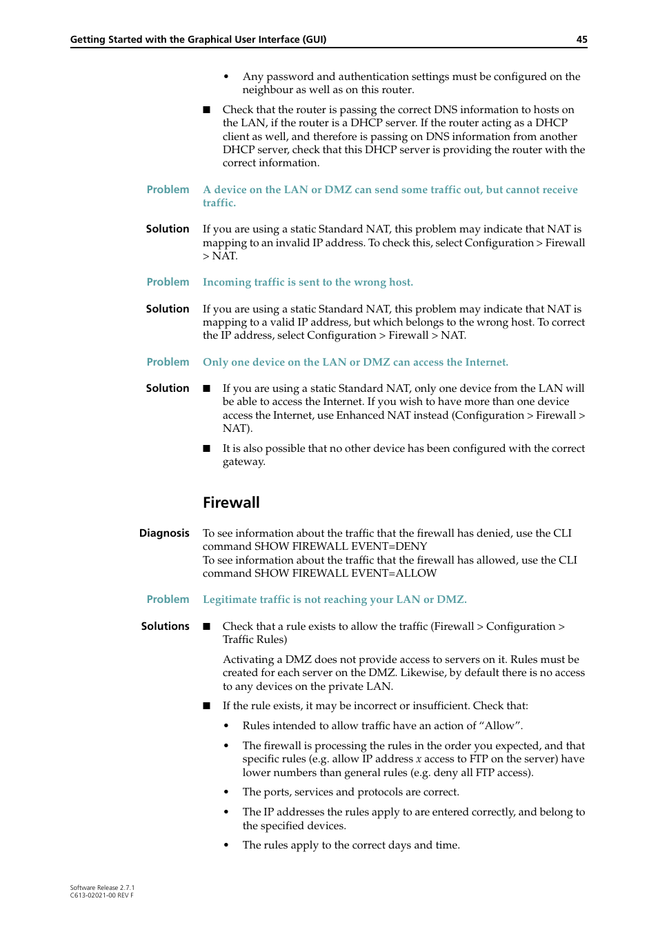 Firewall | Allied Telesis AR400 SERIES Software Release 2.7.1 User Manual | Page 45 / 134