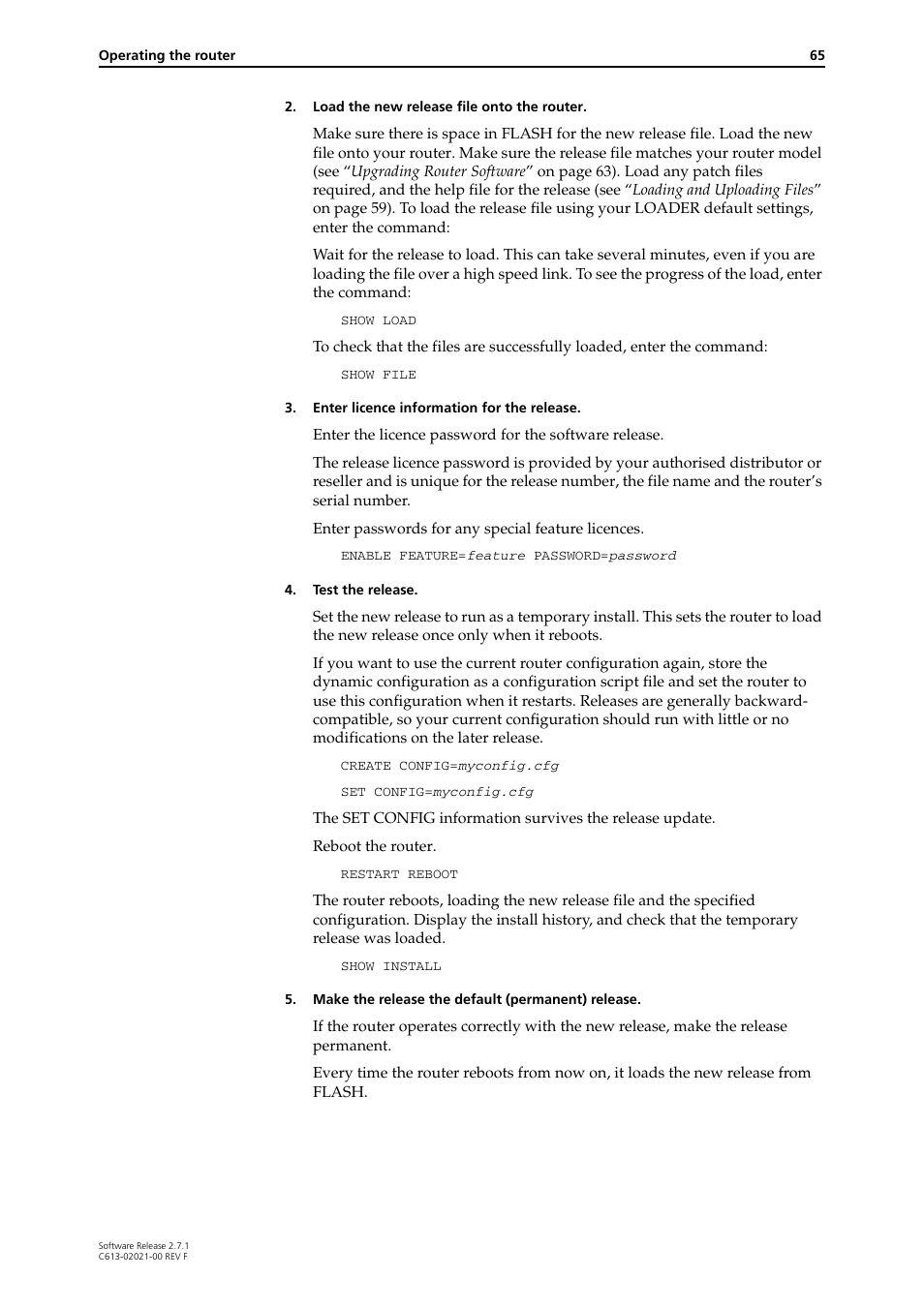 Allied Telesis AR400 SERIES Software Release 2.7.1 User Manual | Page 65 / 134