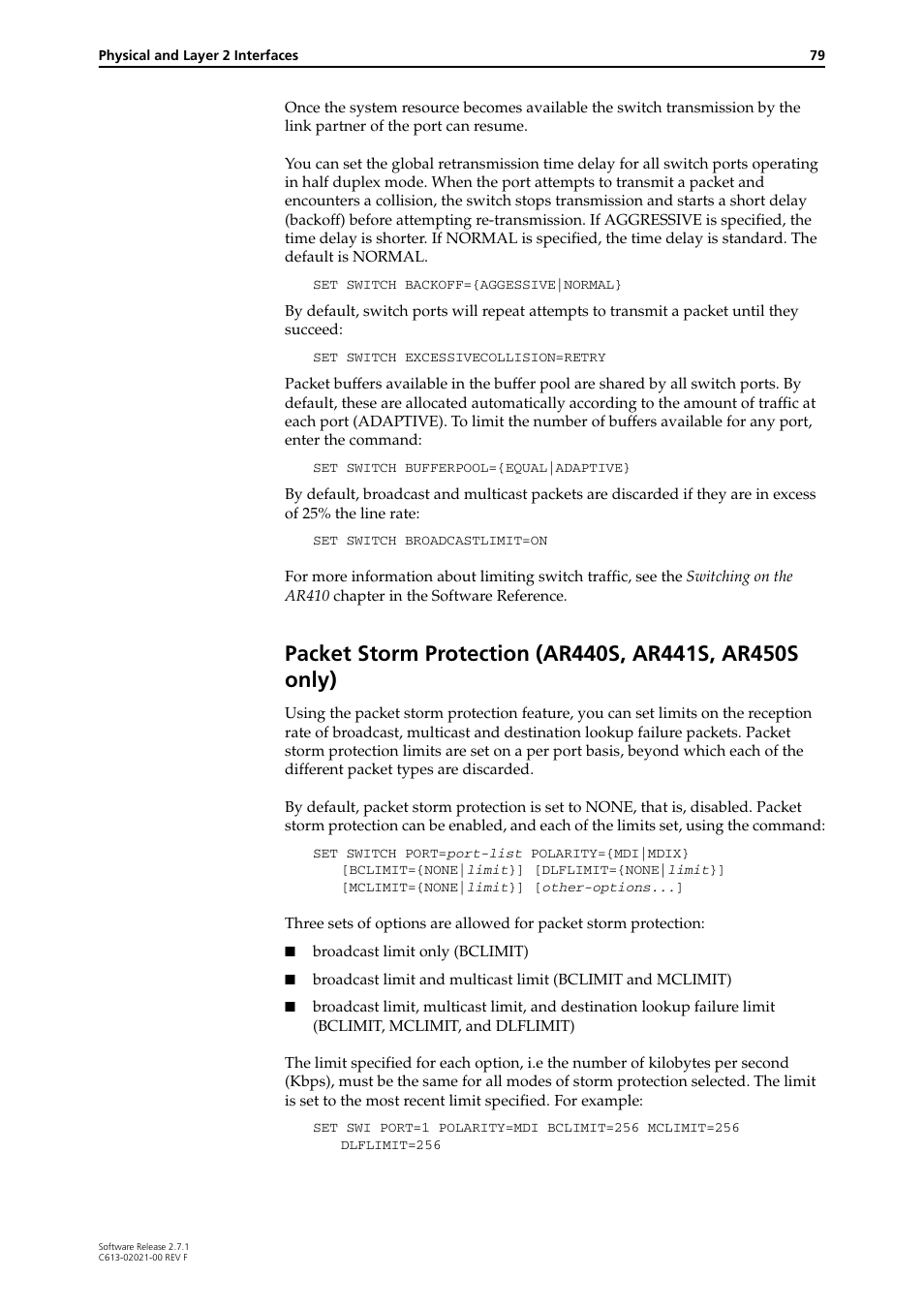 Allied Telesis AR400 SERIES Software Release 2.7.1 User Manual | Page 79 / 134