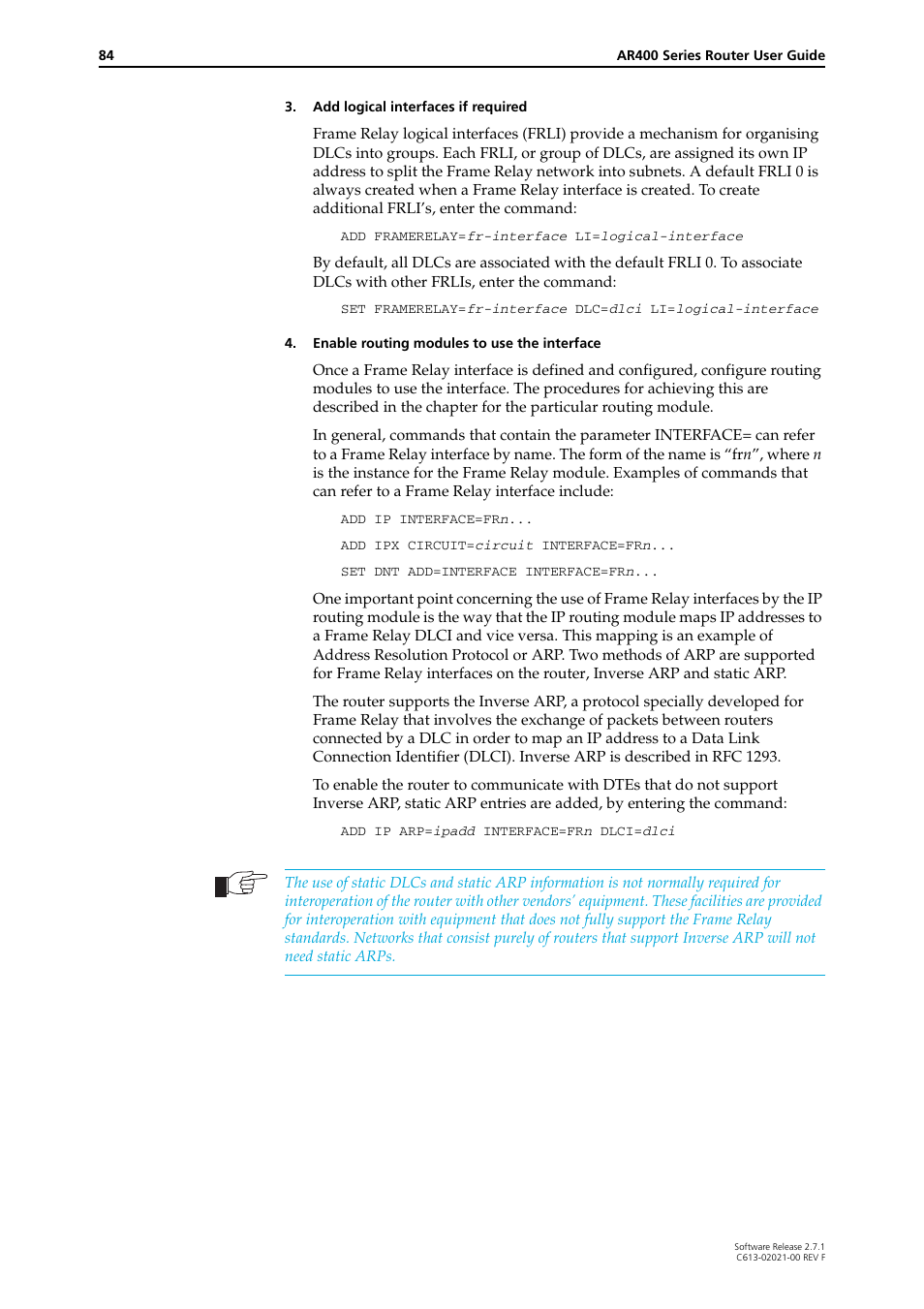 Allied Telesis AR400 SERIES Software Release 2.7.1 User Manual | Page 84 / 134