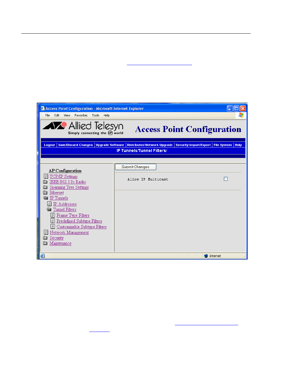 Configuring ip tunnel filters | Allied Telesis AT-WL2411 User Manual | Page 102 / 236