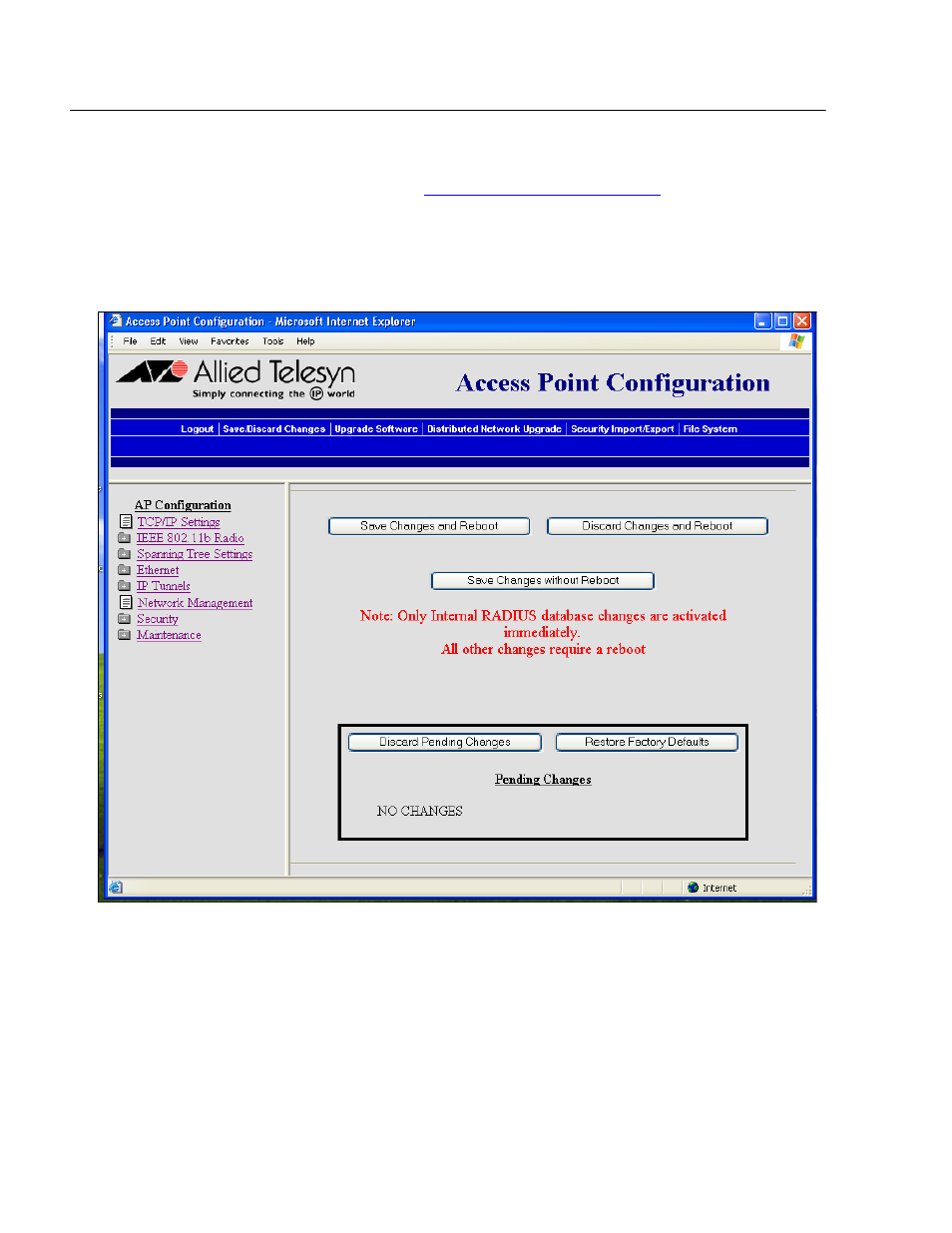 Restoring the default settings | Allied Telesis AT-WL2411 User Manual | Page 164 / 236