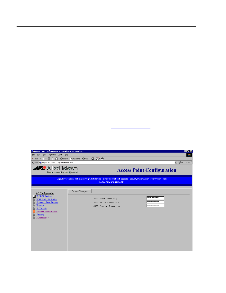 Using snmp, Configuring the snmp community | Allied Telesis AT-WL2411 User Manual | Page 48 / 236