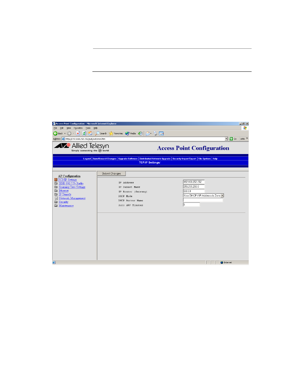 Configuring the access point as a dhcp client | Allied Telesis AT-WL2411 User Manual | Page 54 / 236