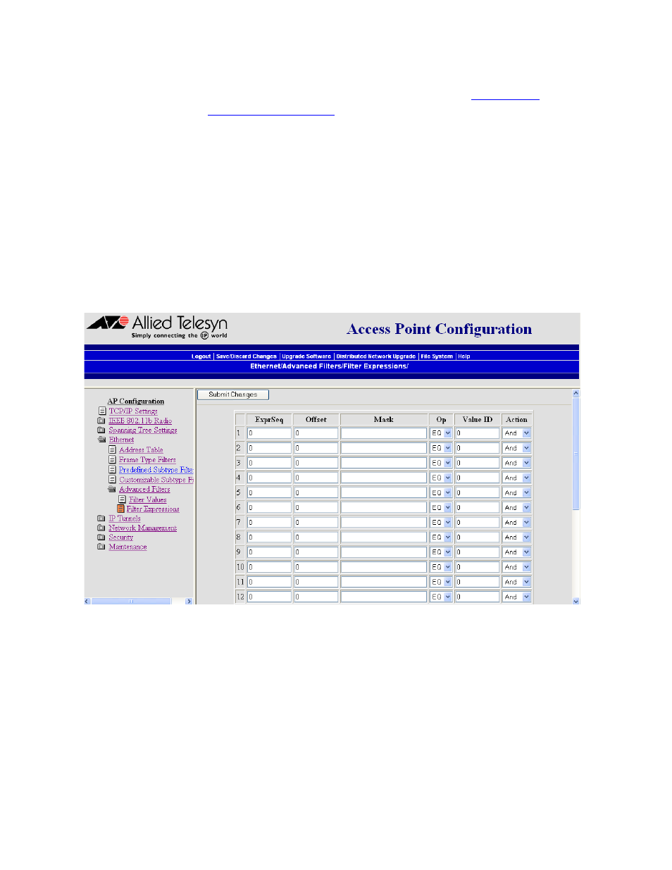 Setting filter expressions | Allied Telesis AT-WL2411 User Manual | Page 74 / 236