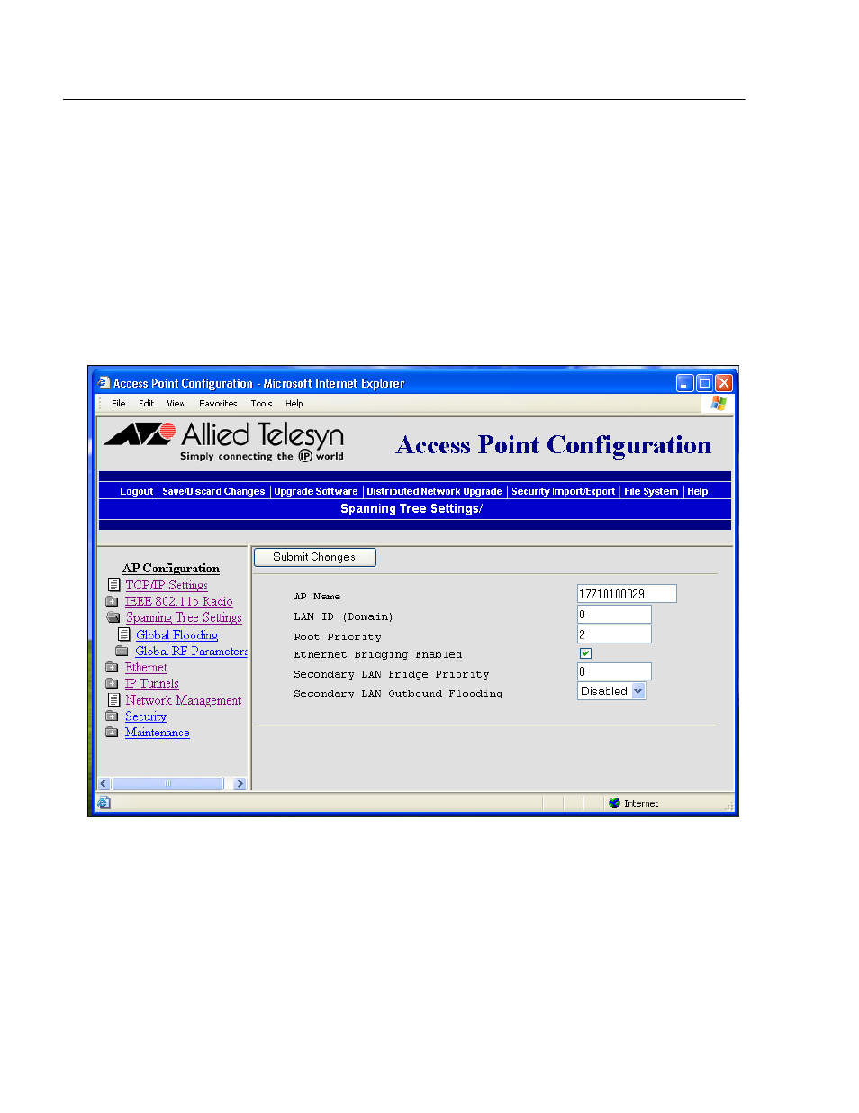 Configuring the spanning tree parameters | Allied Telesis AT-WL2411 User Manual | Page 78 / 236