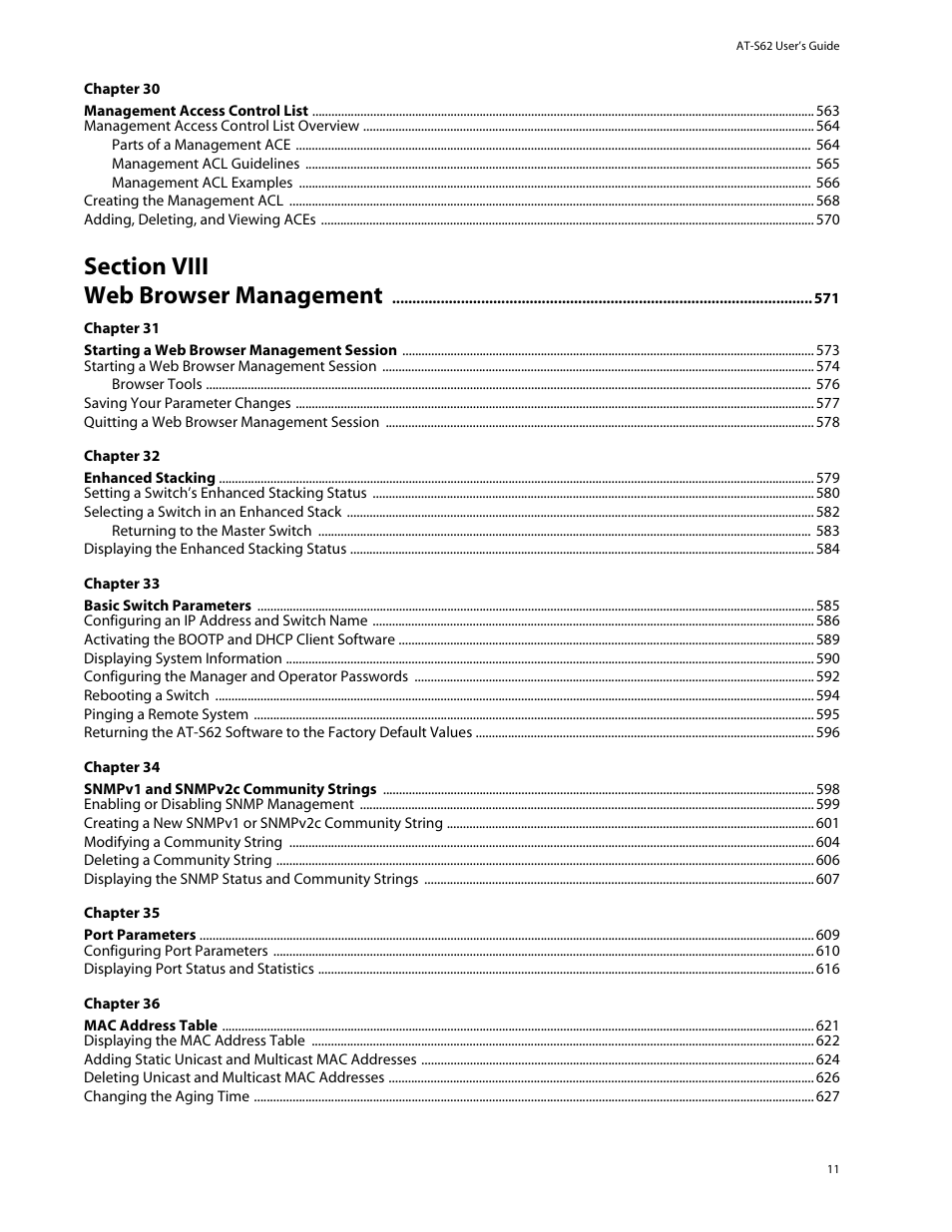 Allied Telesis AT-S62 User Manual | Page 11 / 862