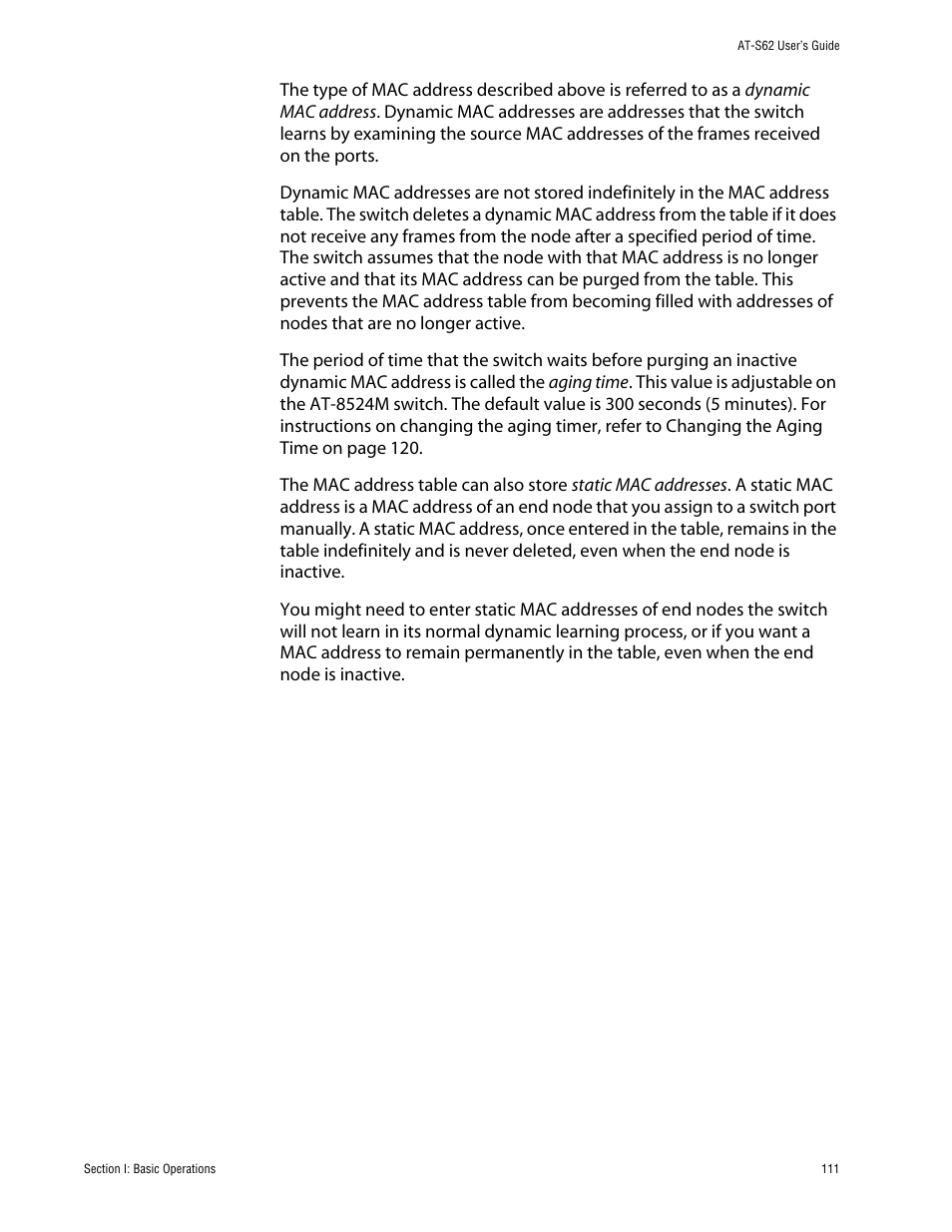 Allied Telesis AT-S62 User Manual | Page 111 / 862