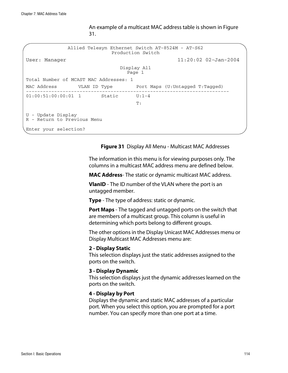 Allied Telesis AT-S62 User Manual | Page 114 / 862