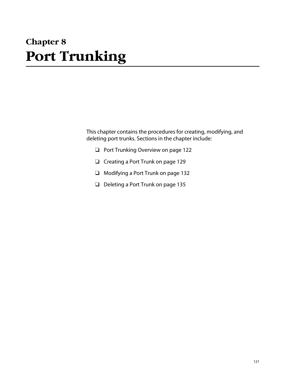 Chapter 8, Port trunking, Chapter 8 port trunking | Allied Telesis AT-S62 User Manual | Page 121 / 862