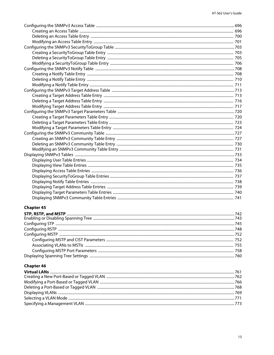 Allied Telesis AT-S62 User Manual | Page 13 / 862