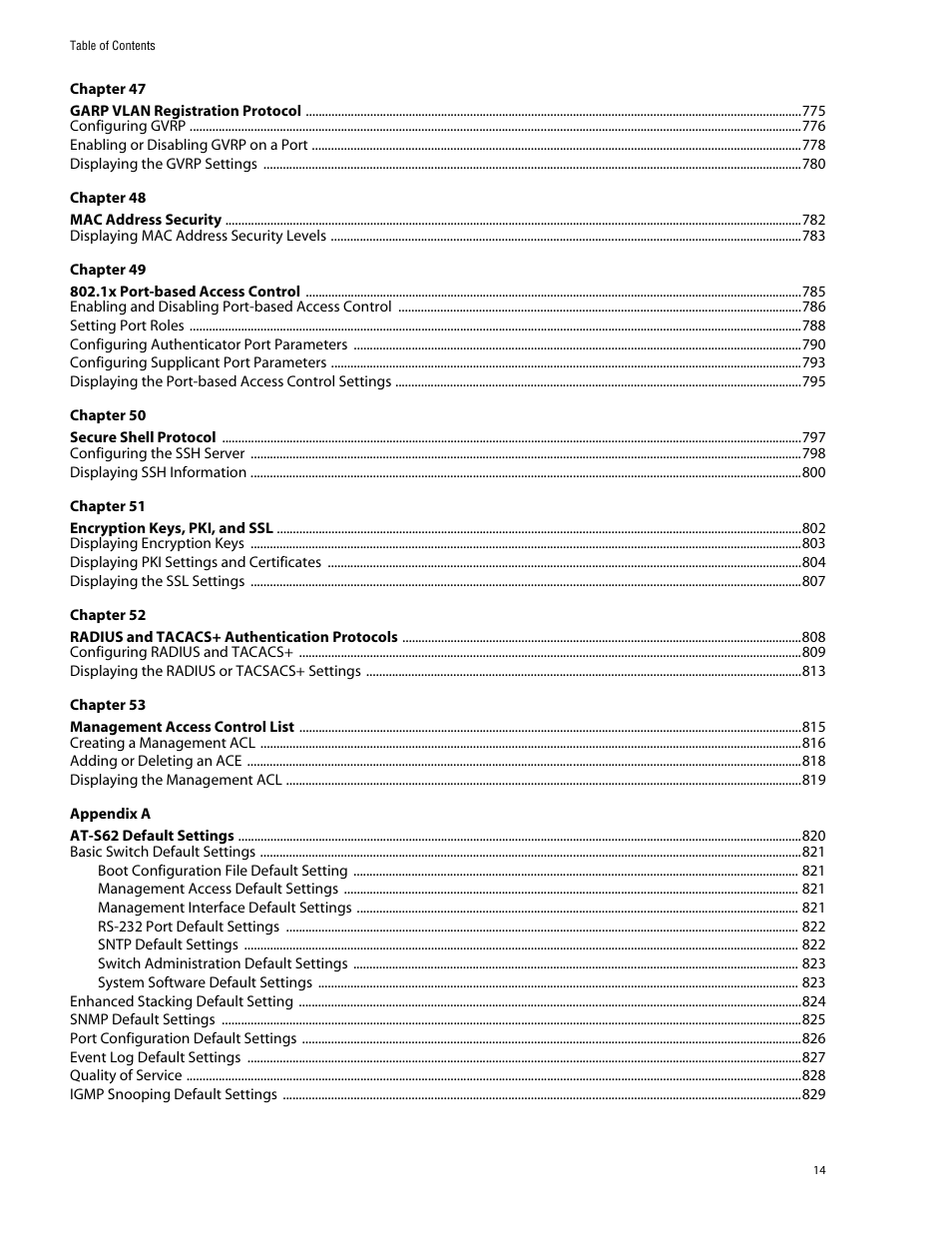 Allied Telesis AT-S62 User Manual | Page 14 / 862