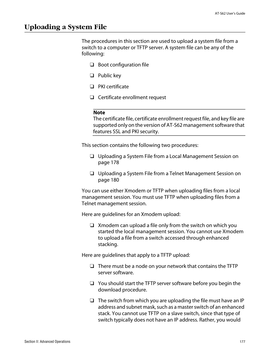Uploading a system file | Allied Telesis AT-S62 User Manual | Page 177 / 862