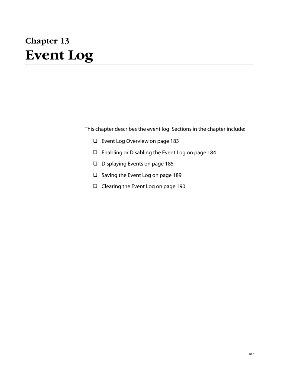 Chapter 13, Event log, Chapter 13 event log | Allied Telesis AT-S62 User Manual | Page 182 / 862