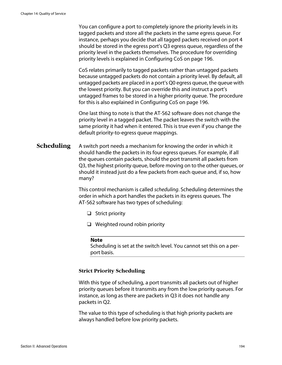 Scheduling | Allied Telesis AT-S62 User Manual | Page 194 / 862