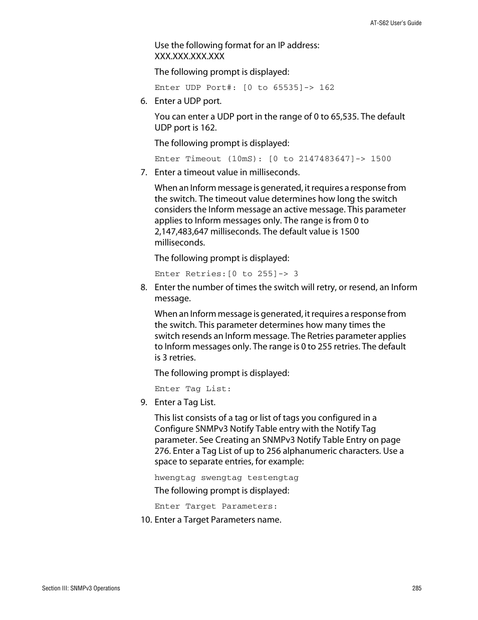 Allied Telesis AT-S62 User Manual | Page 285 / 862