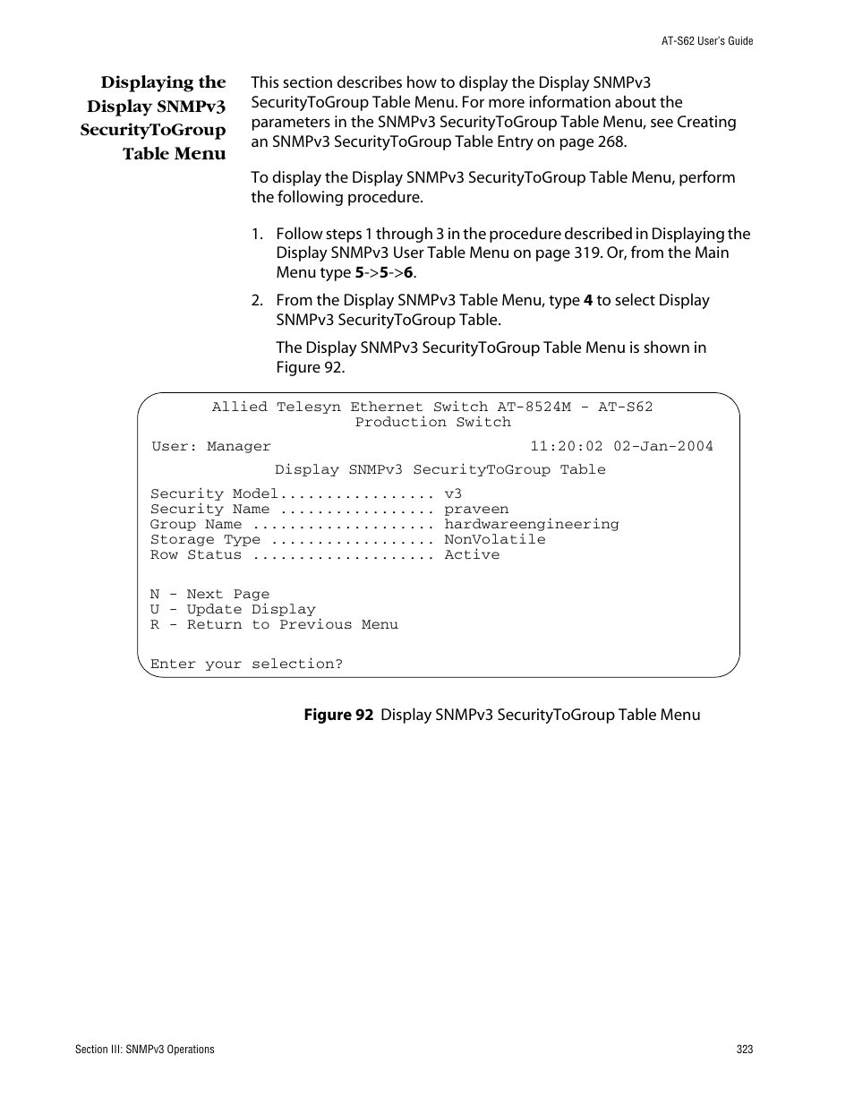 Menu | Allied Telesis AT-S62 User Manual | Page 323 / 862