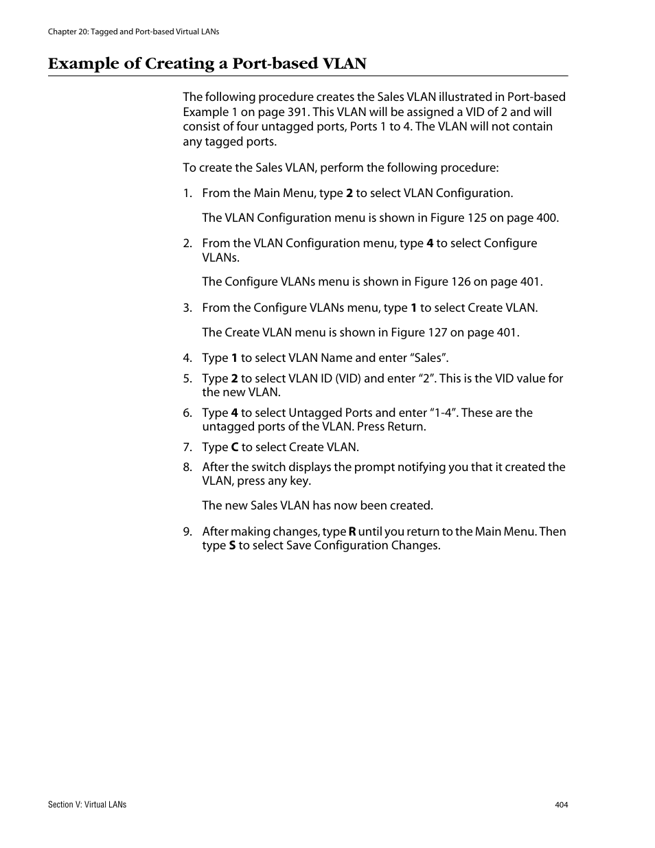 Example of creating a port-based vlan | Allied Telesis AT-S62 User Manual | Page 404 / 862