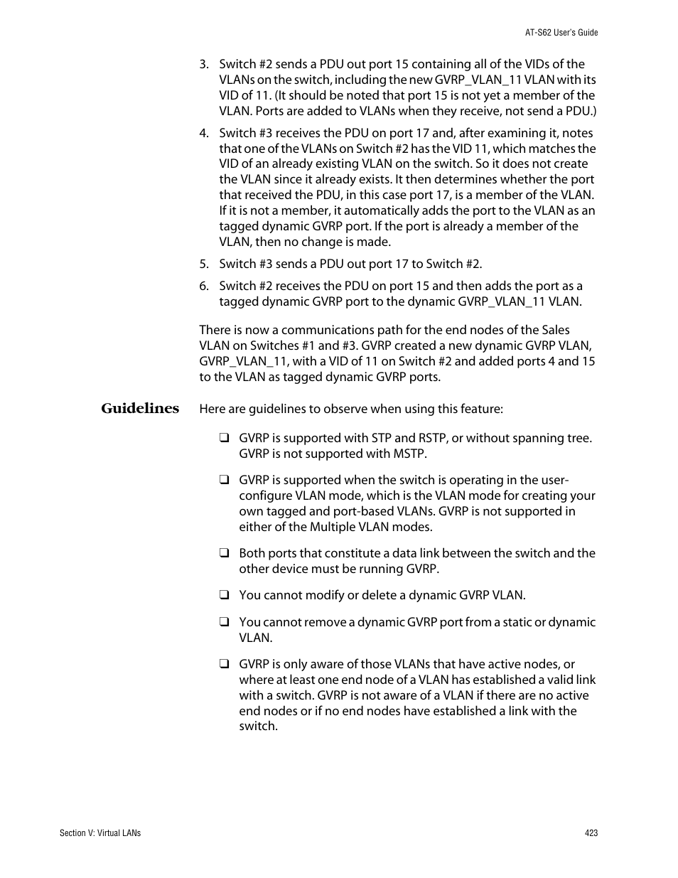Guidelines | Allied Telesis AT-S62 User Manual | Page 423 / 862